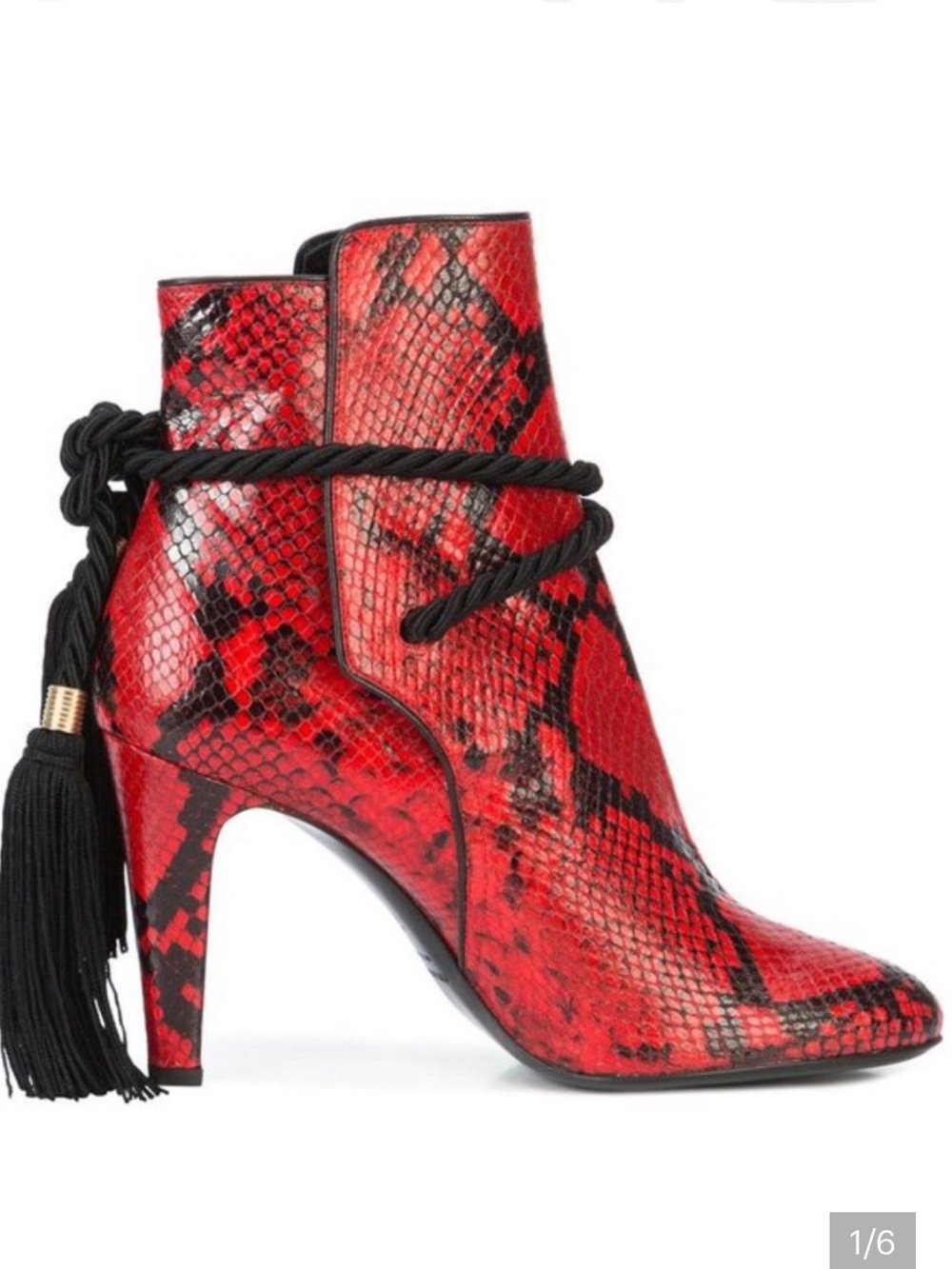 Philosophy Red Snake-Print Tassel Ankle Boots